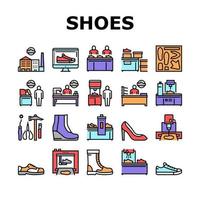 conjunto de iconos de colección de servicio de reparación de zapatos vector