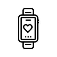 ilustración de vector de icono de línea de reloj de ritmo cardíaco