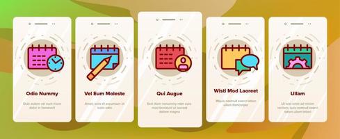 Schedule Onboarding Icons Set Vector