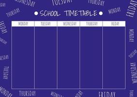 School schedule. Timetable for kids with days of the week. . Weekly timetable. Educational classes diary. A4 paper size. vector