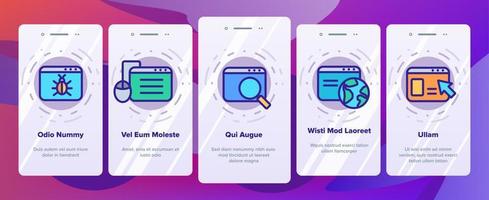 navegador internet sitio web páginas onboarding set vector