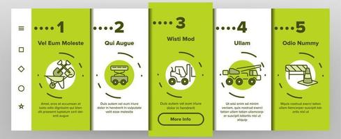 Construction Work Elements Vector Onboarding Mobile App Page Screen