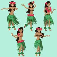 hawaiian girls dancing hula vector image