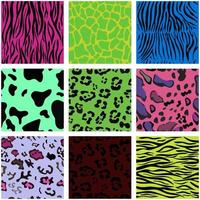Pak seamless patterns of animal pop art skin . Vector set of nine patterns.