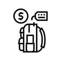 backpack tourist rental line icon vector illustration