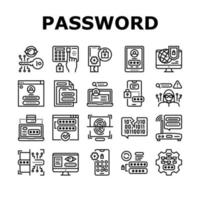 Password Protection Collection Icons Set Vector Illustration