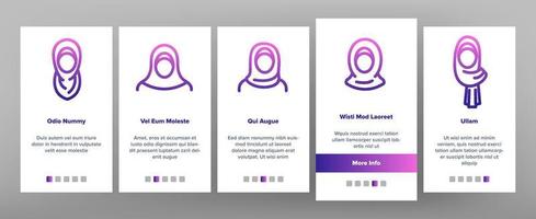 Hijab Onboarding Icons Set Vector