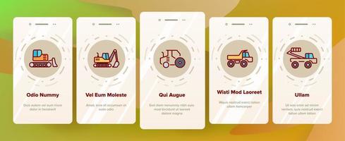 Construction Work Elements Vector Onboarding Mobile App Page Screen