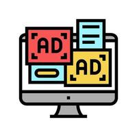 advertisement banners on computer screen color icon vector illustration