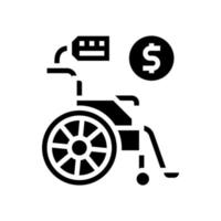 silla de ruedas alquiler glifo icono vector ilustración