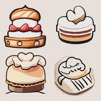 lindo chef pastel comida restaurante logo 2d dibujado a mano dibujos animados vector de arte