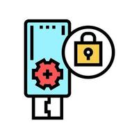 flash drive password color icon vector illustration