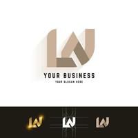 Letter LW or LN monogram logo with grid method design vector