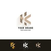 Letter K or HK monogram logo with grid method design vector