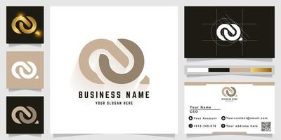 Letter OQ or aQ monogram logo with business card design vector