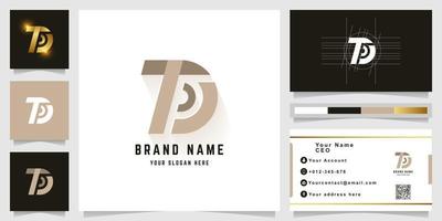 Letter D or TD monogram logo with business card design vector