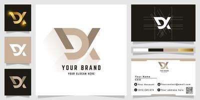 Letter DX or DK monogram logo with business card design vector