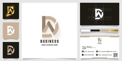 Letter Dw or DN monogram logo with business card design vector