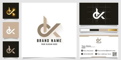 Letter dx or ok monogram logo with business card design vector