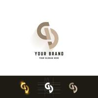 Letter S or GD monogram logo with grid method design vector