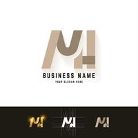 Letter MH or NH monogram logo with grid method design vector