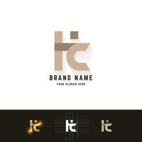 Letter HC or Ki monogram logo with grid method design vector