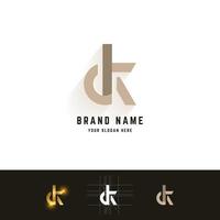 Letter dk or GK monogram logo with grid method design vector