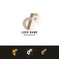 Letter d or df monogram logo with grid method design vector