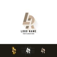 Letter LR or LA monogram logo with grid method design vector