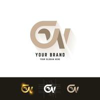 Letter GW or GN monogram logo with grid method design vector