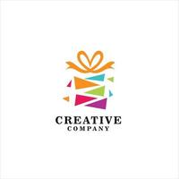 colorful gift logo design vector