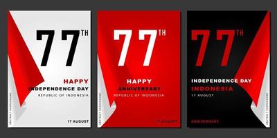 Indonesian flag template design with red white gradient color concept. Republic of Indonesian independence day. Republic of Indonesian anniversary. 17 August of social media banner template design. vector