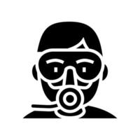 máscara de buzo y herramienta de respiración icono de glifo ilustración vectorial vector