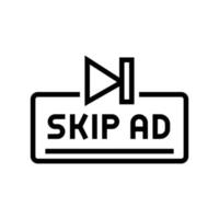 skip ad button line icon vector illustration