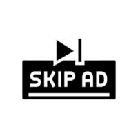 skip ad button glyph icon vector illustration