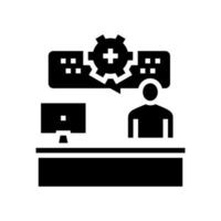 employee working process glyph icon vector illustration