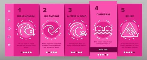 Tsunami Wave Onboarding Icons Set Vector