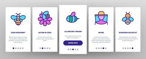 Bee And Honey Onboarding Icons Set Vector