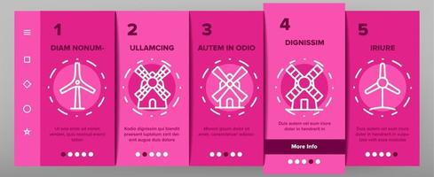 Windmill Building Onboarding Icons Set Vector