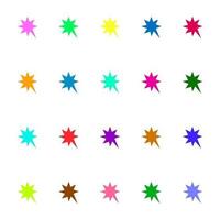 colección de iconos de línea de burbujas de voz multicolores vibrantes en forma de estrella o flash y explosión vector