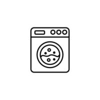 Household and daily routine concept. Single outline monochrome sign in flat style. Editable stroke. Line icon of washing machine vector