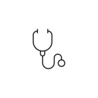 concepto de medicina y atención médica. ilustración monocromática simple para sitios web, tiendas, aplicaciones. trazo editable. icono de línea vectorial de estetoscopio vector