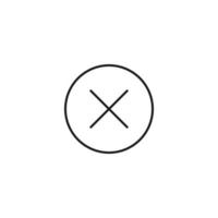 Interface of web site signs. Minimalistic outline symbol drawn with black thin line. Suitable for apps, web sites, internet pages. Vector line icon of cross inside of circle
