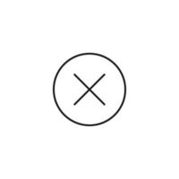 Interface of web site signs. Minimalistic outline symbol drawn with black thin line. Suitable for apps, web sites, internet pages. Vector line icon of cross inside of circle