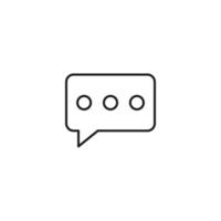 Black and white simple sign. Monochrome minimalistic illustration suitable for apps, books, templates, articles etc. Vector line icon of dots inside of speech bubble