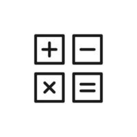 Business and money concept. Monochrome sign drawn with black line. Editable stroke. Vector line icon of signs on calculator