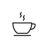 Hotel, holiday, weekend concept. Vector signs drawn in flat style. Perfect for web sites, stores, shops, books. Editable stroke. Line icon of tea or coffee cup