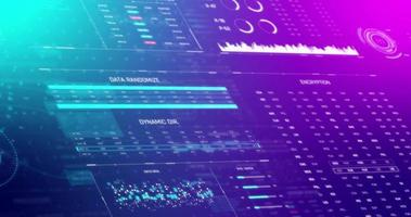 3D-rendering head-up display-interface futuristisch cyberconcept, met ondiepe scherptediepte-effect, donker en graan verwerkt video