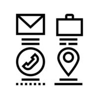 mail, business call and location line icon vector illustration