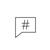 Social media concept. Vector symbol drawn with black thin line. Editable stroke. Suitable for articles, web sites etc. Line icon of hash symbol